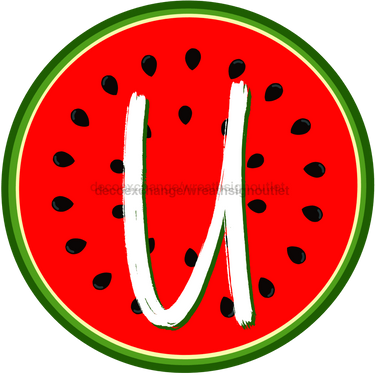 Personalized Watermelon Sign Initial Monogram Decoe-4086-Dh-Custom 18 Wood Round